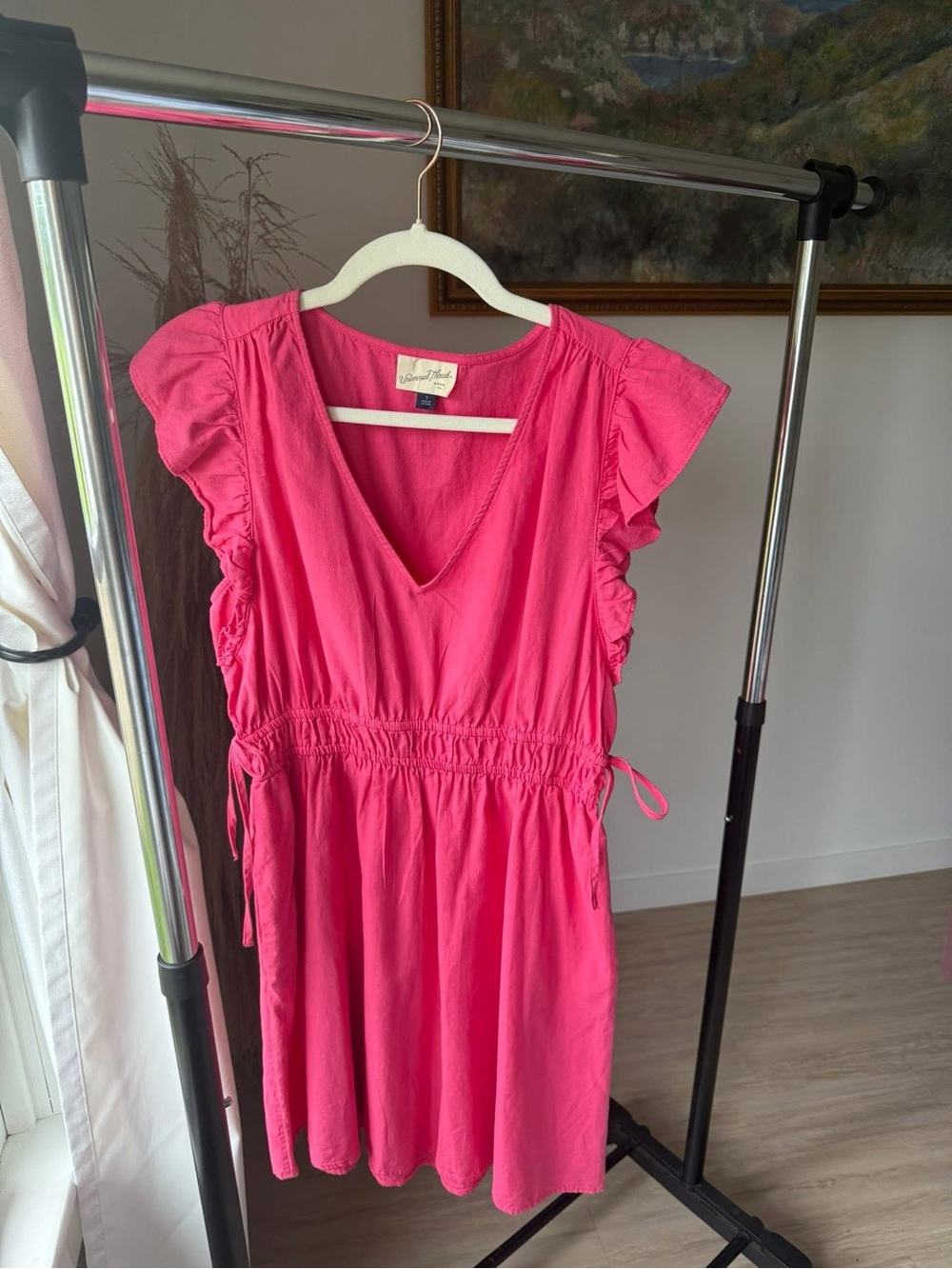 Universal Thread Hot Pink Ruffle-Sleeve Mini Dress